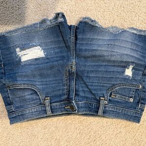 Distressed Blue Denim Shorts